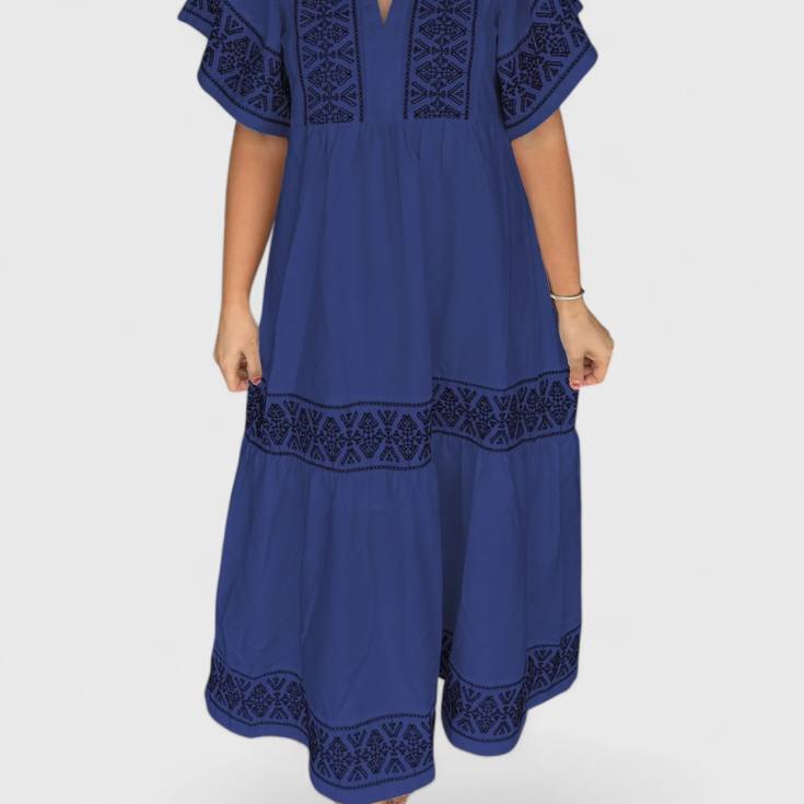 Vestido Maxi Boho Allona con Escote en V y Corte Relajado
