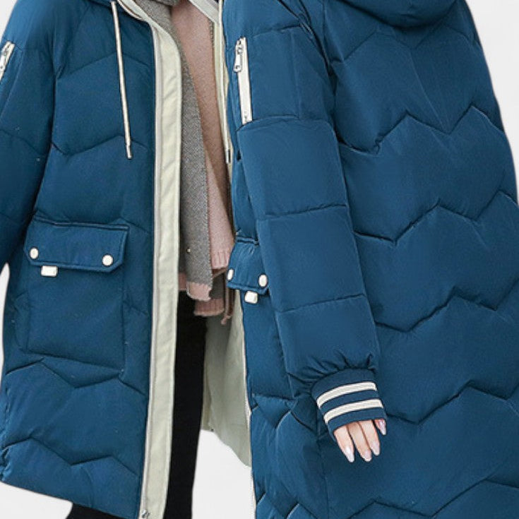 Belle Abrigo de Invierno con Cremallera y Capucha