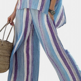 Laura | Conjunto Daisy Rayas Azul Púrpura Elegante