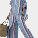 Laura | Conjunto Daisy Rayas Azul Púrpura Elegante