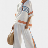 Bruna| Conjunto étnico Margo Blanco Azul Naranja