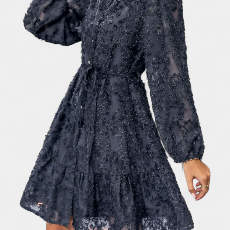 Vestido Camisa Soreia con Mangas Largas Texturizadas