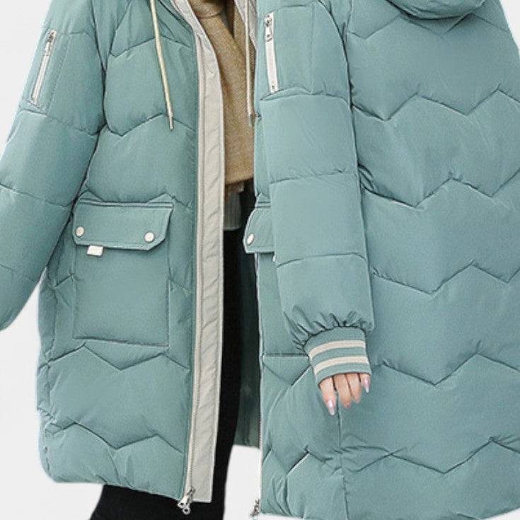 Belle Abrigo de Invierno con Cremallera y Capucha