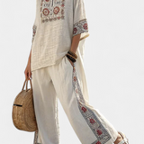 Amália| Elegante conjunto mediterráneo Daisy de lana