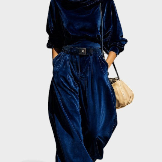 Carla™ | Conjunto de terciopelo con pantalones amplios