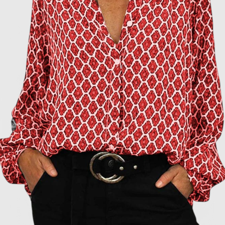 Blusa Jemima con Botones y Estampado Geométrico