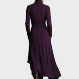Teresa - Vestido maxi de punto asimétrico con cuello alto