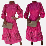 Vestido Maxi de Encaje Rosa para Fiesta de Verano