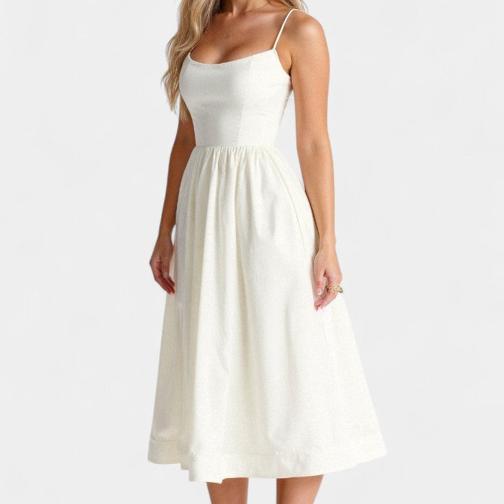 Vestido Midi Marvelle Sin Mangas en Tejido Ligero