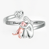Anillo con perro rosa