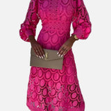 Vestido Maxi de Encaje Rosa para Fiesta de Verano