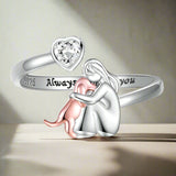 Anillo con perro rosa